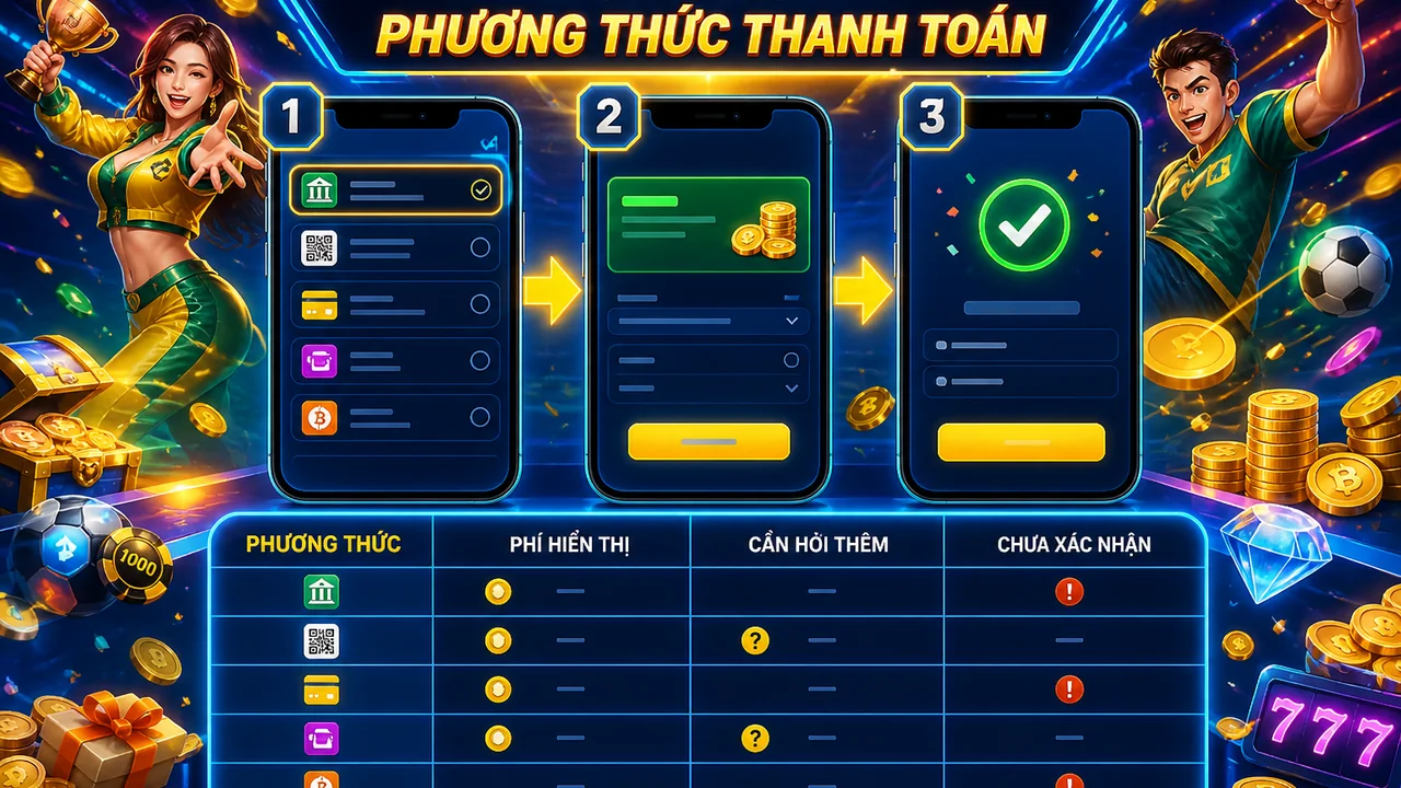 Ba màn hình, một số tiền: cách kiểm tra phí thanh toán fb88 trước khi chọn phương thức