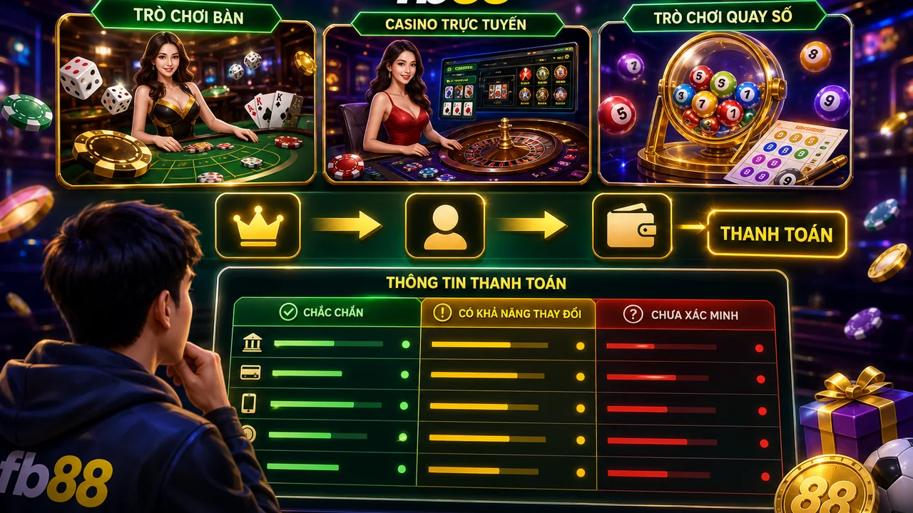 Đi qua ba bối cảnh: chọn phương thức thanh toán fb88 khi chơi casino và trò chơi bàn